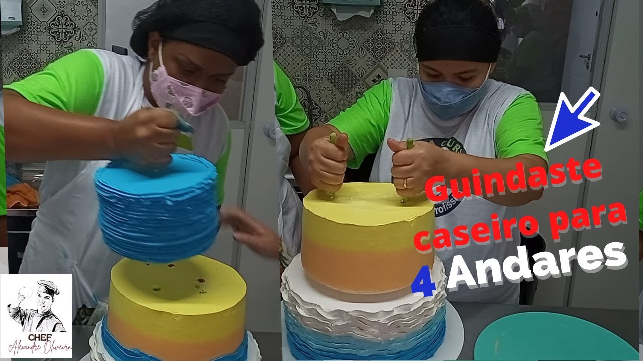 Guindaste caseiro para bolo de 4 andares.
