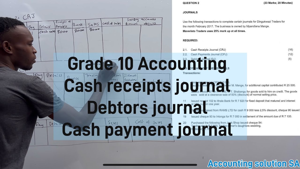 Grade 10 Accounting | Debtors journal Test paper