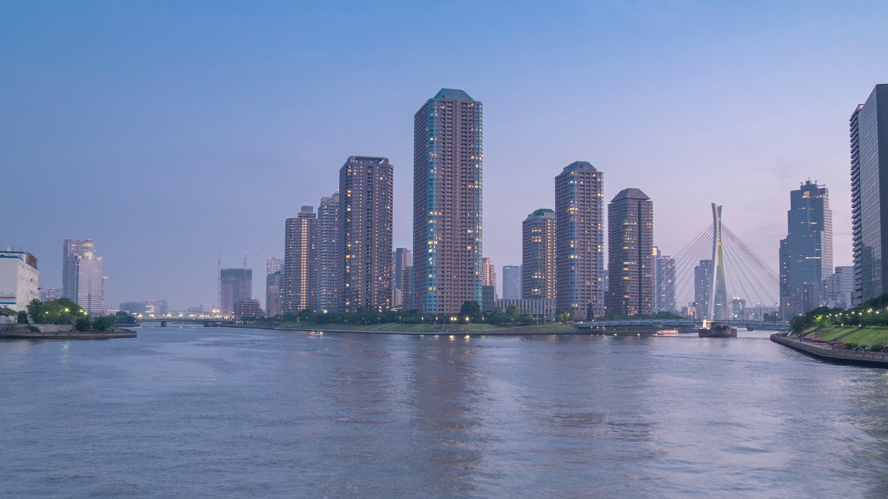 Tokyo Cityscape Okawabata River seen from Eitai Bridge