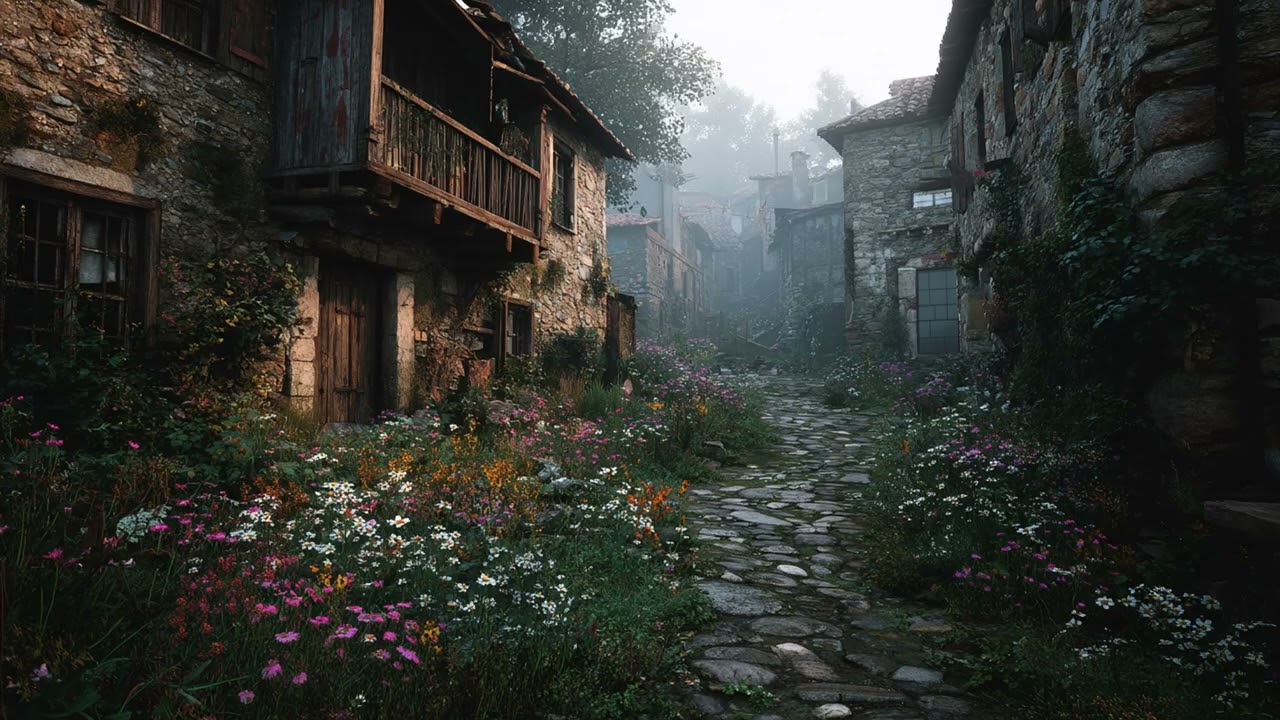 Abandoned Stone Village at Dawn — 1 Hour Peaceful Morning Ambience