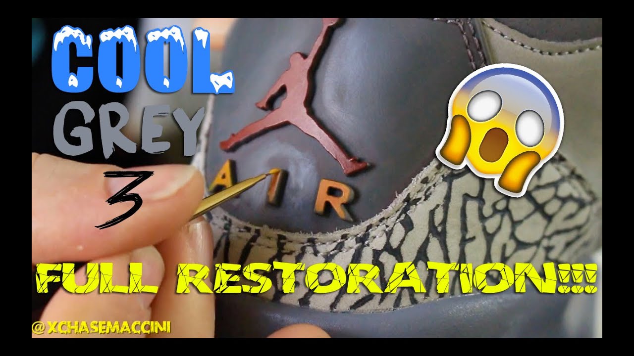 AIR JORDAN COOL GREY 3 FULL RESTORATION + WALKTHROUGH! | xChaseMaccini
