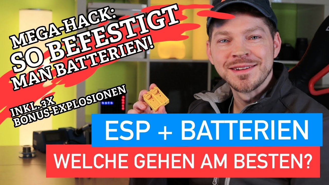 ESP Batterie betrieben – PLUS: beste Batterie-Halterung aus dem 3D Drucker EVER!