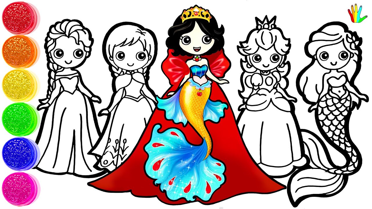 How to draw a Cute Princess - Drawing Disney Princesses Characters and Peppa Pig Drawing for kids