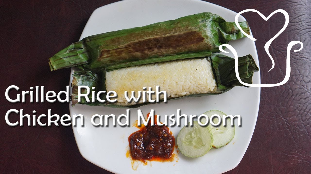 Grilled rice with chicken and mushroom