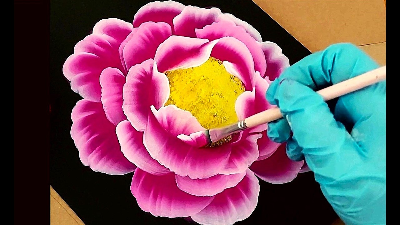 Volumineuse fleur fushia || TUTORIEL onestroke || #peintureacrylique