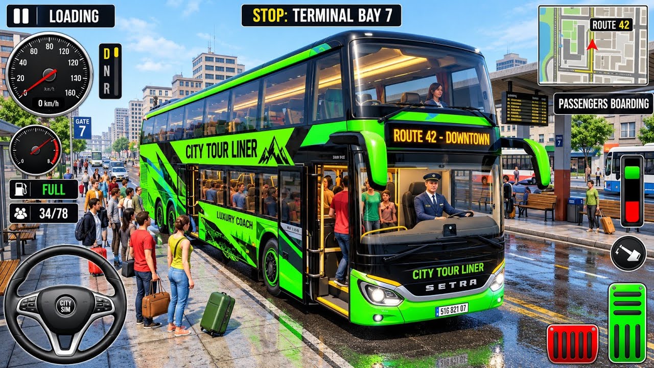 Coach Bus Simulator City Drive &mdash; Реалистичный симулятор вождения автобуса &mdash; Геймплей на Android