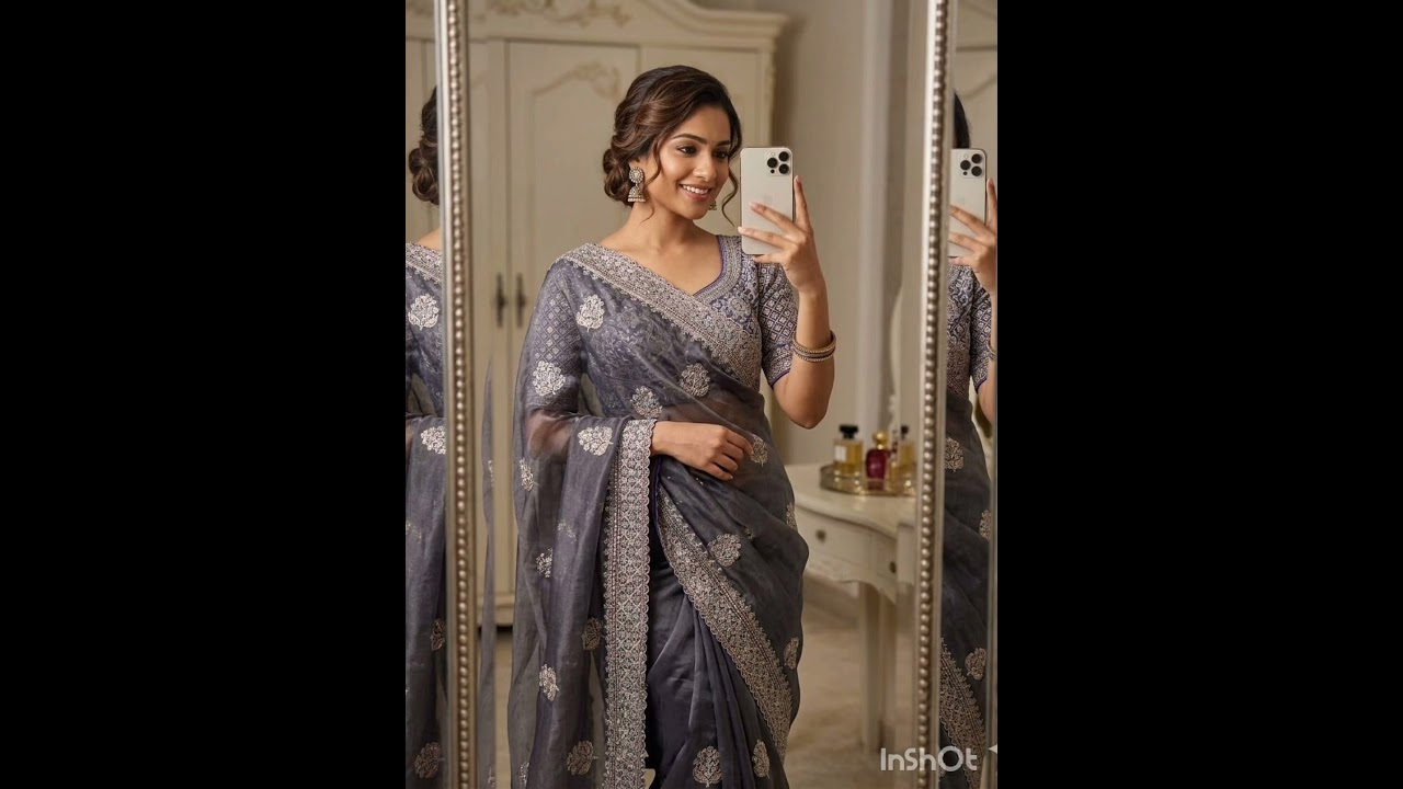 Moss chiffon designer sarees with designer blouse 2245/-||Order 8125665125
