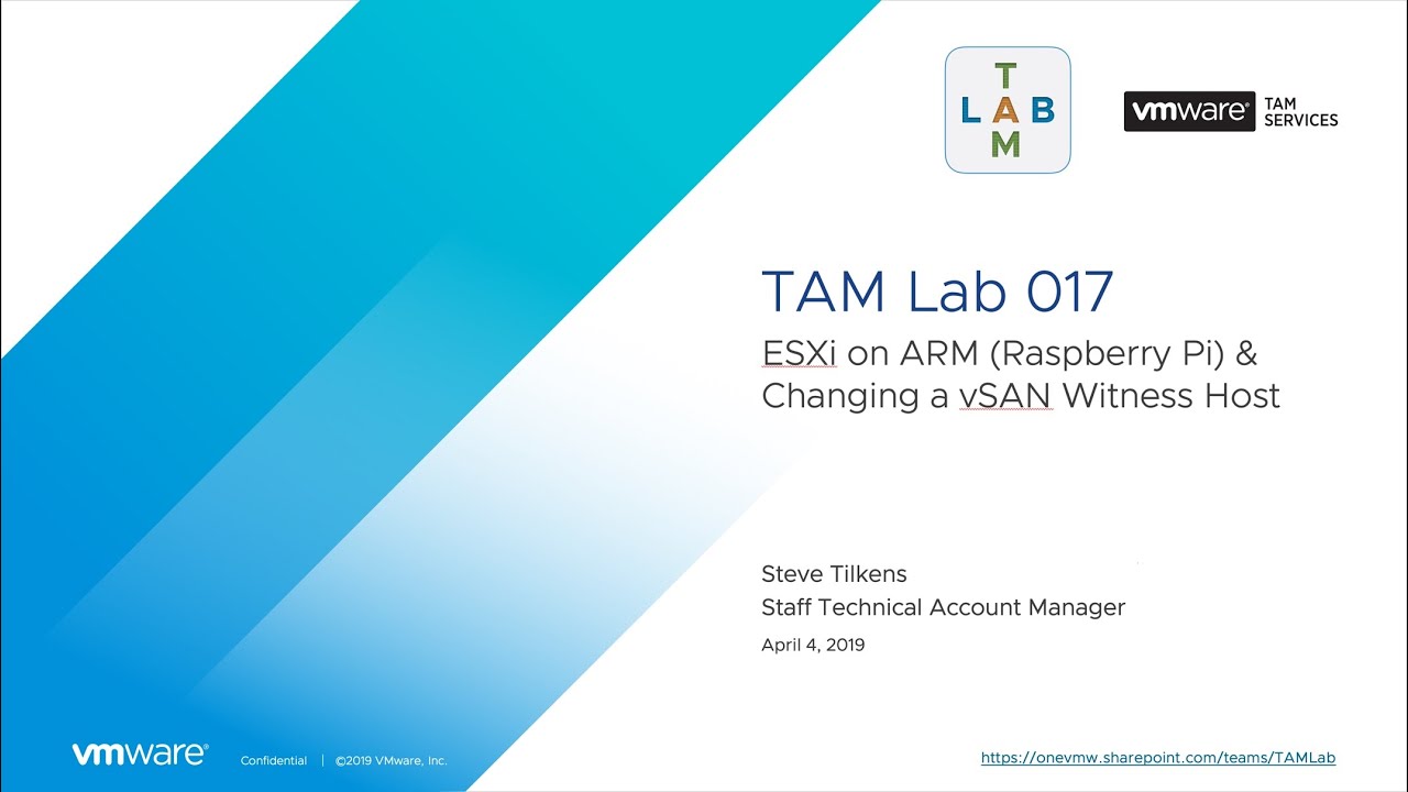 TAM Lab 017 - ESXi on ARM (Raspberry Pi) & Changing a vSAN Witness Host