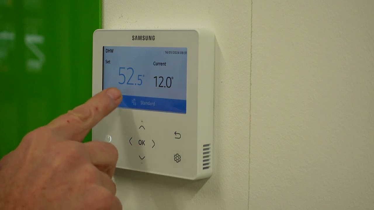 Adjusting temperatures on the Samsung Heat Pump controller.
