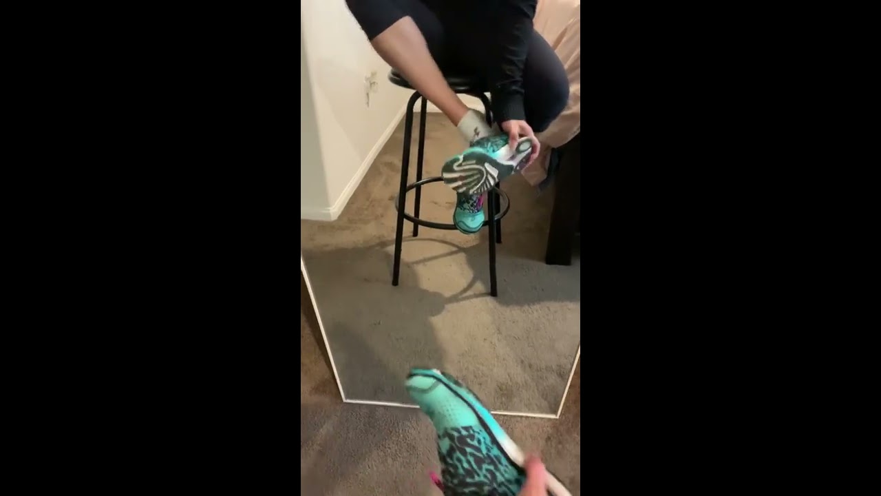 Sweaty footprints on mirror