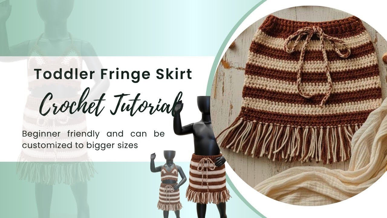 Crochet Toddler Fringe Skirt ( customizable to any size)