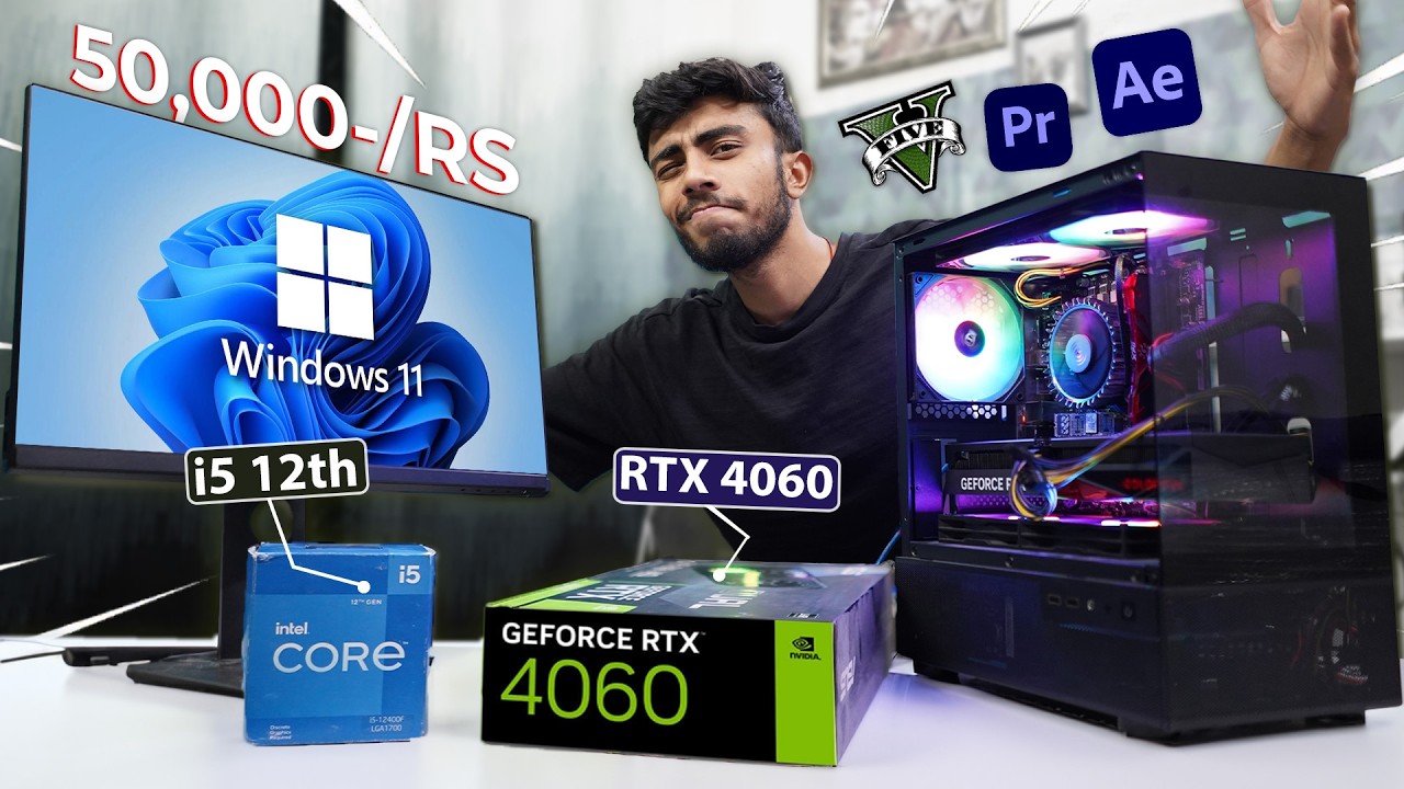 50,000-/RS BEST PC Build ⚡ With RTX 4060 GPU! Best For Gaming & Editing At Max Settings 🤩