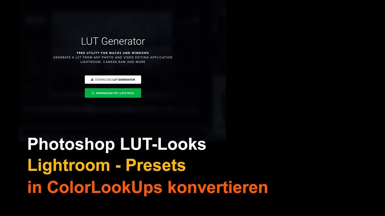Photoshop LUT-Looks: Lightroom-Presets in LUT's konvertieren