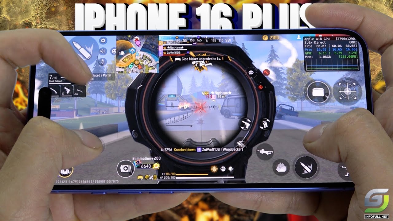 iPhone 16 Plus test game Free Fire Mobile | Apple A18