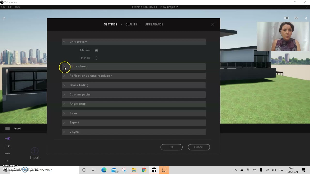 Comment importer une modélisation dans TwinMotion et régler les paramètres.