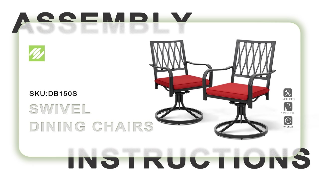 Nuu Garden® DB150S Outdoor Swivel Steel Dining Chairs | ASSEMBLY INSTRUCTIONS