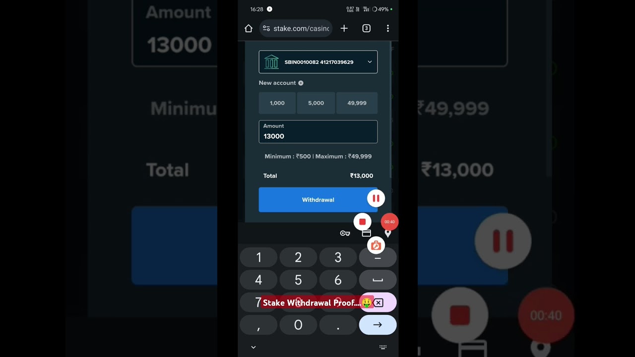 Stake Withdrawal Proof || Stake Live Wining 1000 Se 13500 || 