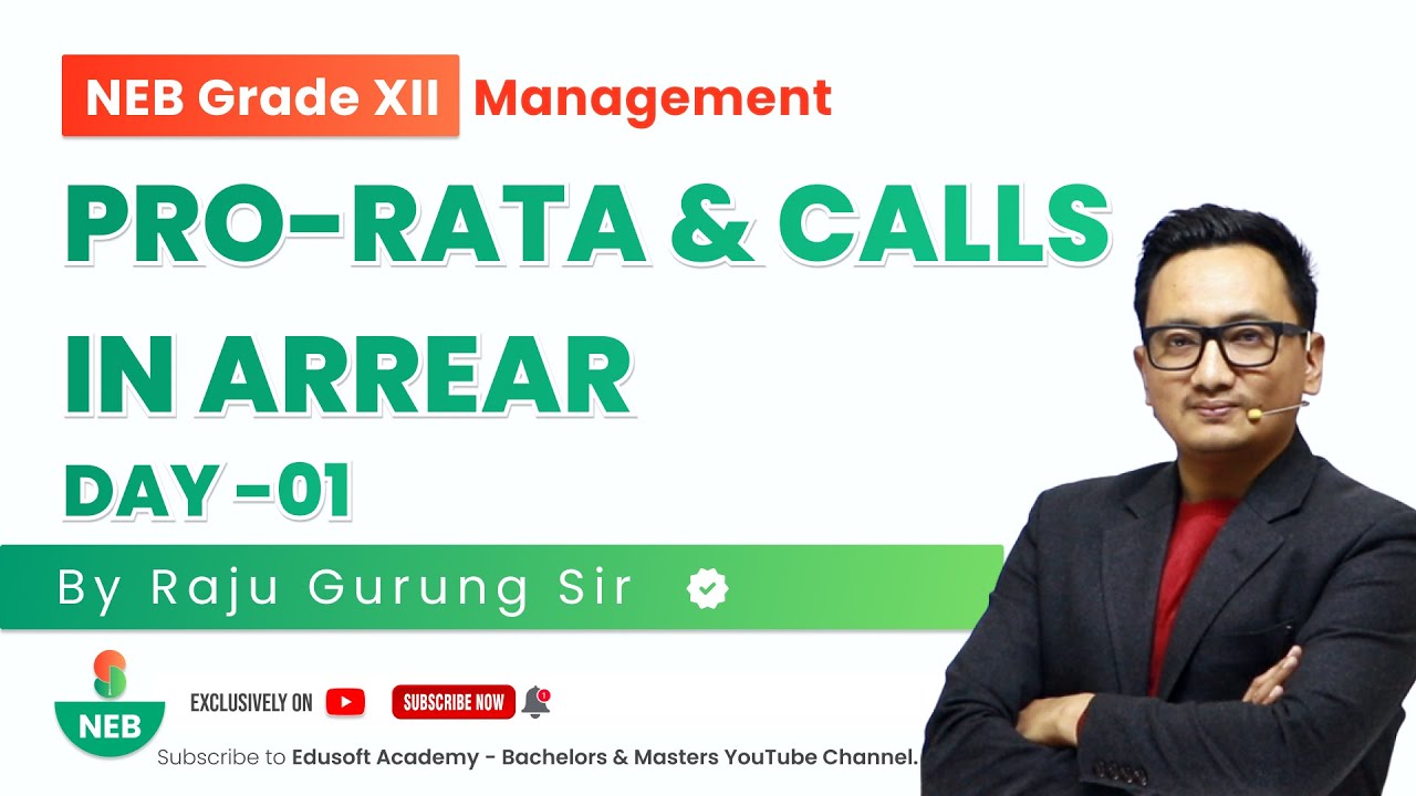 Pro-rata & Calls in Arrear - Day 01 Grade XII | Accounting Live Class by Raju Sir | @EdusoftAcademy