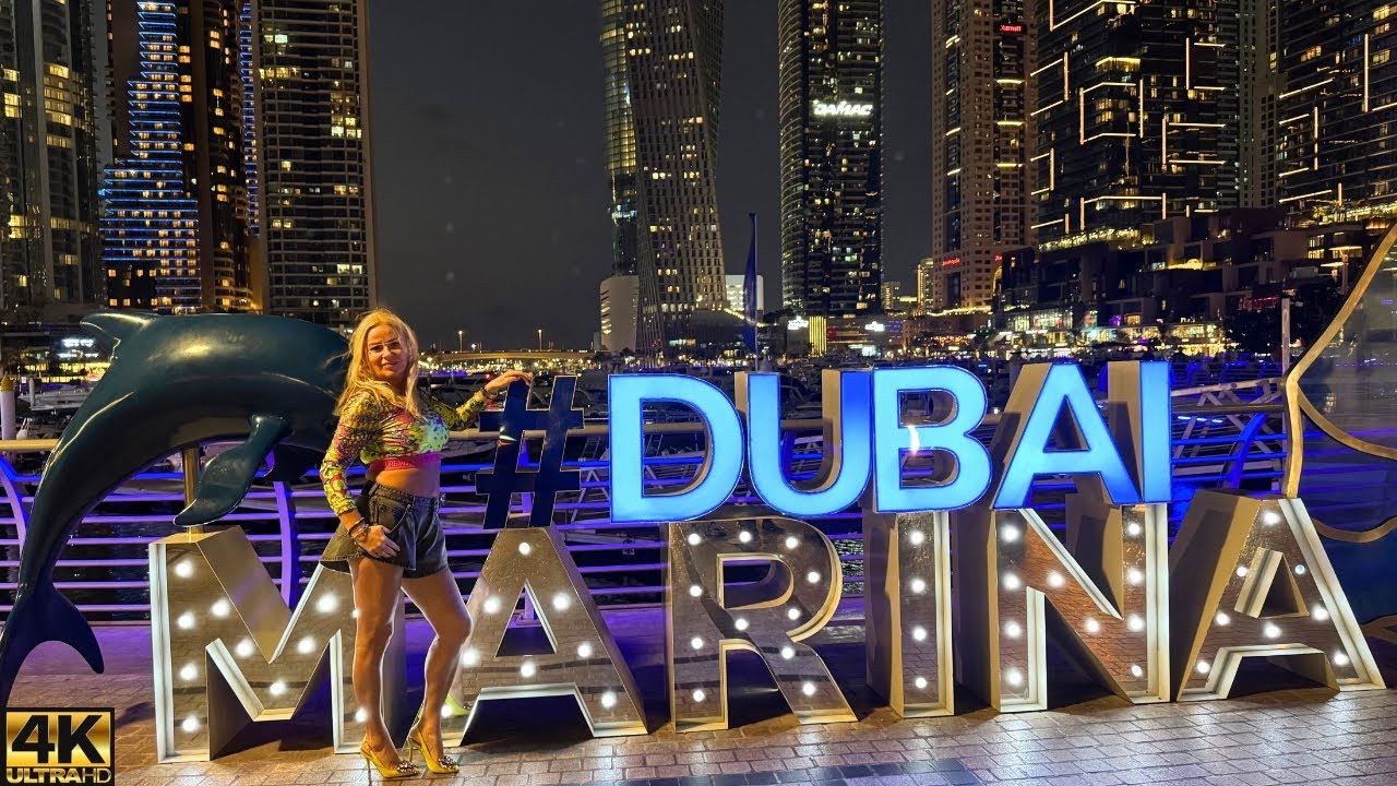 [4k] Dubai Marina | Nocny Rejs Jachtem z Two Continents | (4k-60fps)