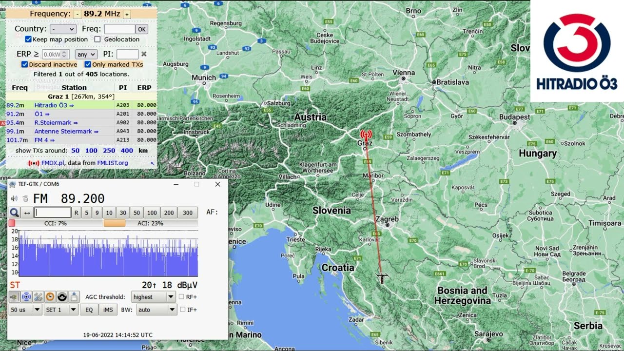 [Tropo] FM DX - Austria - FM4, Radio Burgenland, Ö1, Hitradio Ö3 - received in Bosnia (19.06.2022)