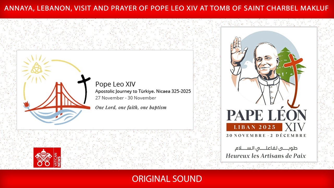 Annaya, Lebanon, Visit and Prayer at Tomb of St. Charbel Makluf, December 1, 2025, Pope Leo XIV