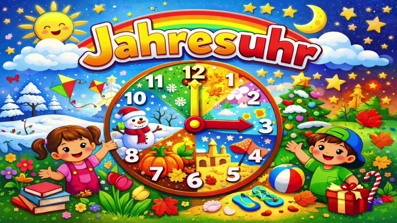 🎵 Jahresuhr ⏰ | Lerne die 12 Monate | Kinderlied zum Mitsingen