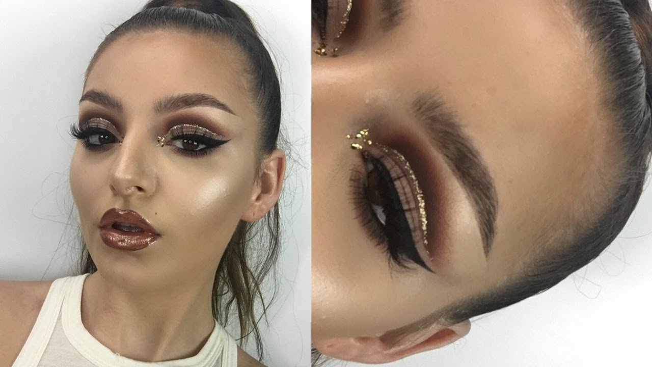 Bronze Glitter Cut Crease + Gold Flakes | Shelby Triglia