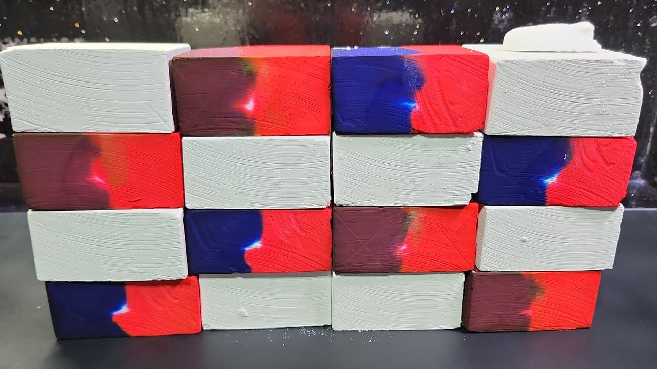 Mini Mass Crush | Dyed and Plain Chalk Blocks I ASMR I Oddly Satisfying
