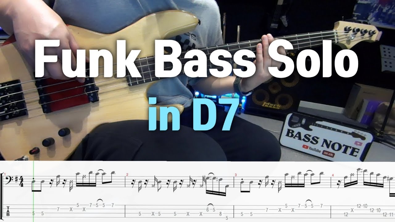 One Chord Funk Bass Solo in D7