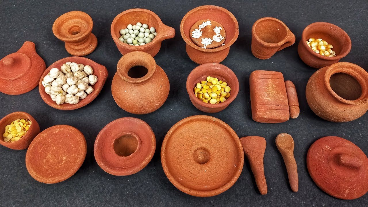 DIY Unboxing Miniature Clay Kitchen Set/ Primitive Clay Kitchen Set/Mini Clay/ Handmade Kitchen Set