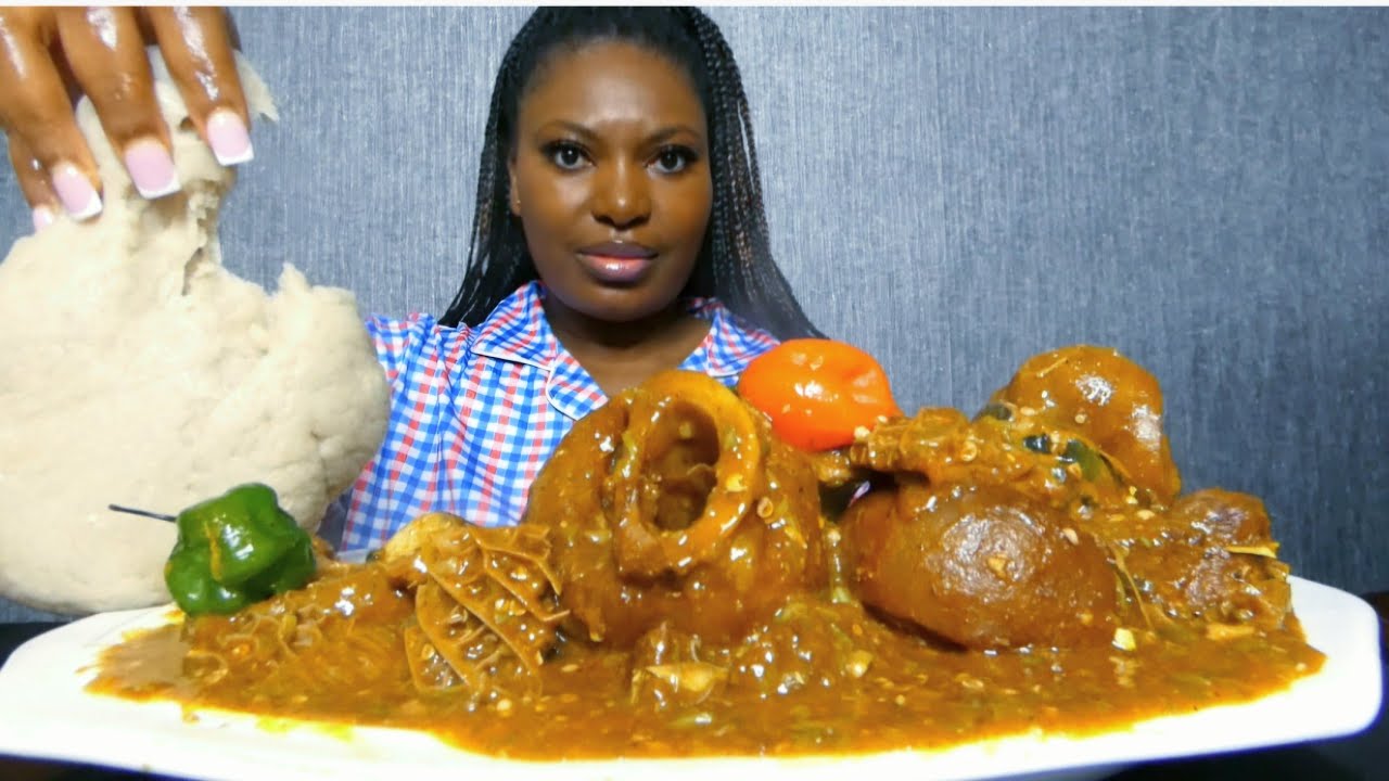 Asmr mukbang ogbone soup with fufu
