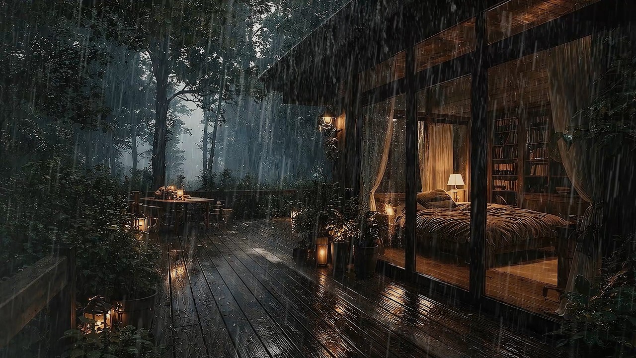 Imagine Sleeping Here… Rainy Forest Cabin at Night 🌲🌧️