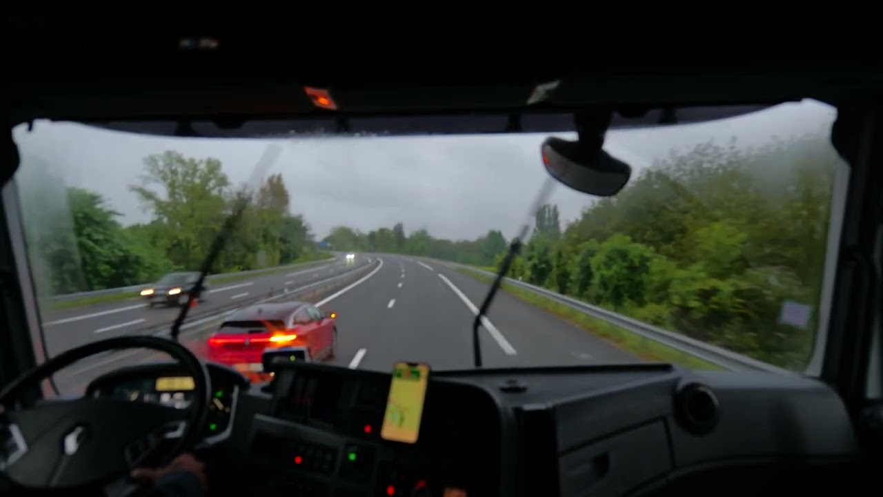 POV Truck Drive in Rain 🚛 | A7 Highway France | Relaxing ASMR Rain Sounds (No Music)