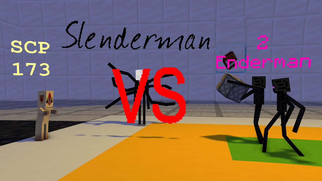 SCP-173 vs Slenderman vs 2 Enderman [Minecraft Battle Animation]