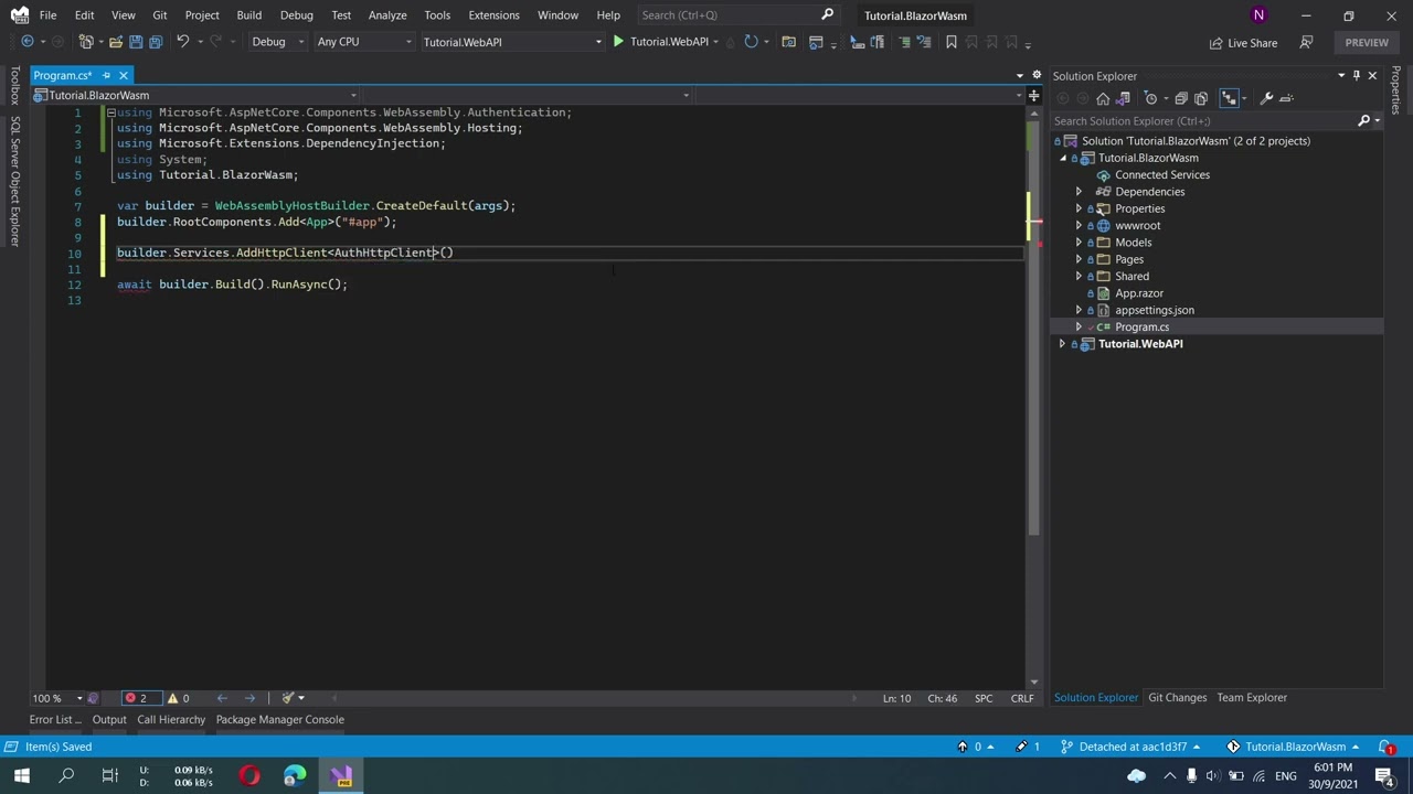14  Blazor WASM   Install NuGet package Microsoft Extensions Http and add type HttpClient that will