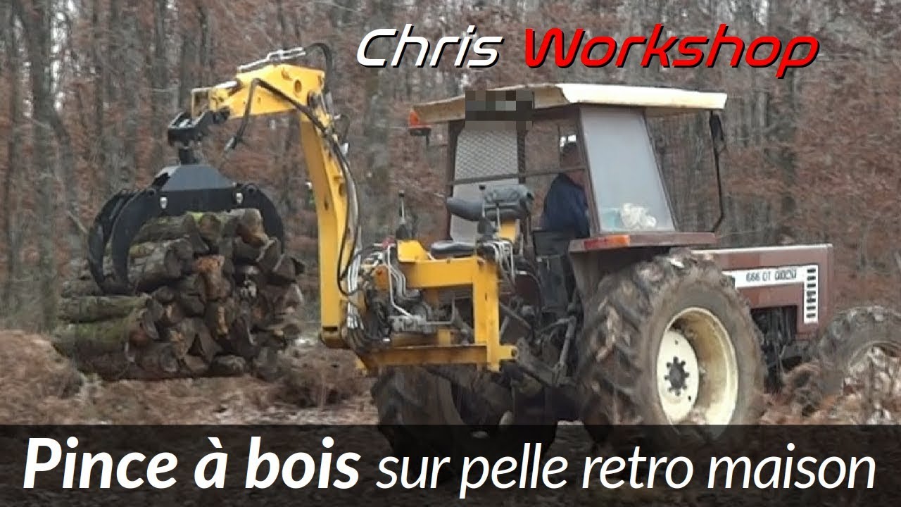 Grappin à bois sur pelle retro fabriquée maison