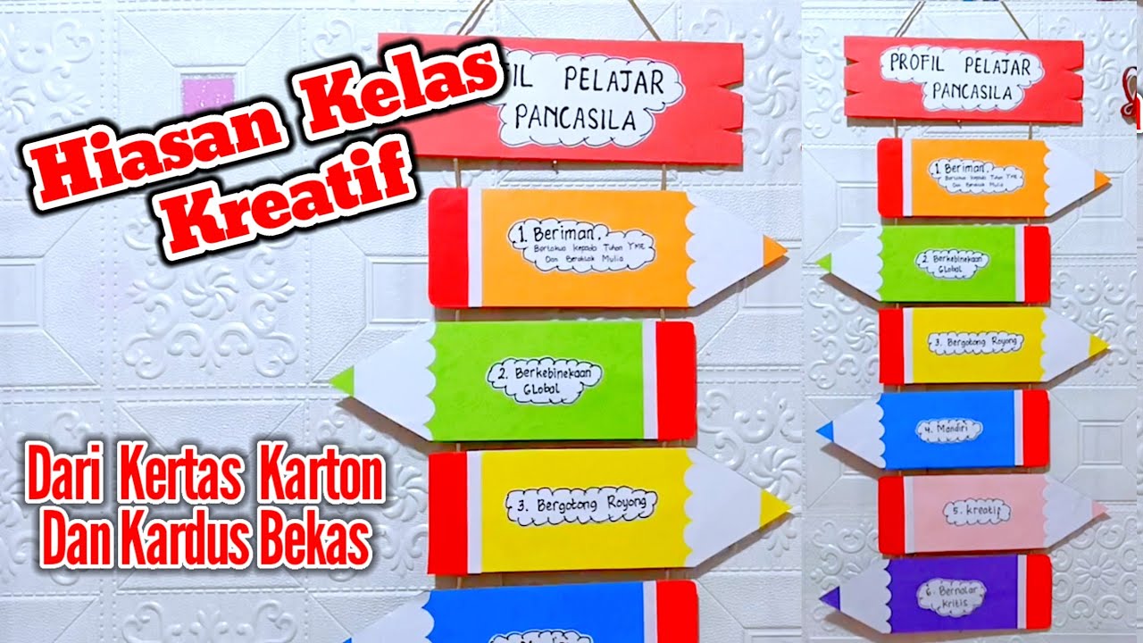 Hiasan Kelas Kreatif / Hiasan Dinding Profil Pelajar Pancasila Dari Kardus Dan Kertas Karton