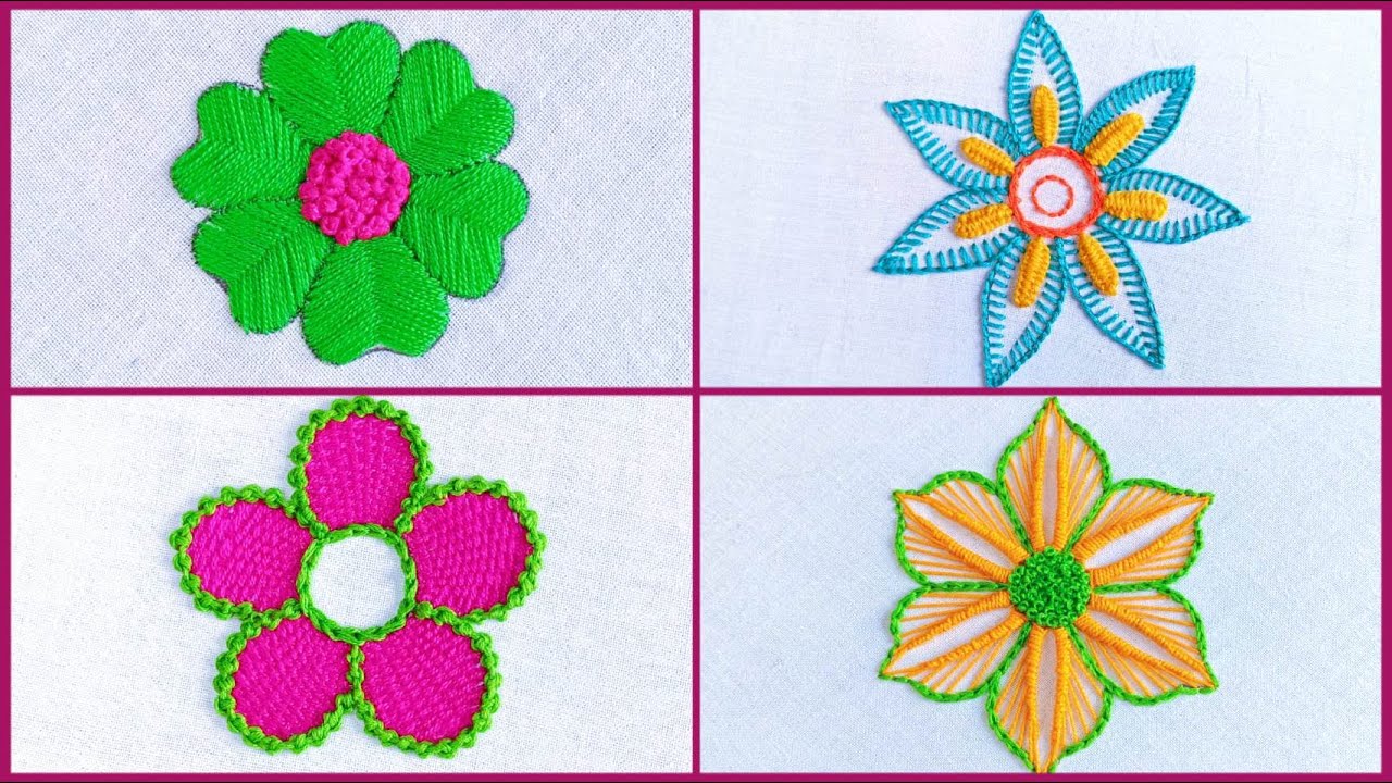 Amazing All over Flower Hand Embroidery Designs !! 4 (Four)All over Flower Design Stitches Tutorial