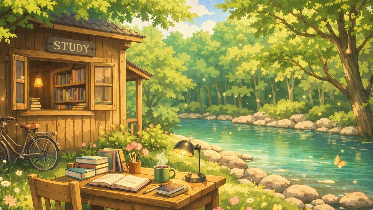 Cozy Study Cabin by the River | Lofi Music for Focus, Reading & Rest