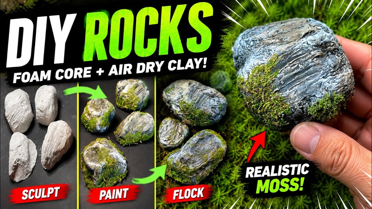 Realistic Das Airdry Clay Rocks, Sculpt & Paint Timelapse