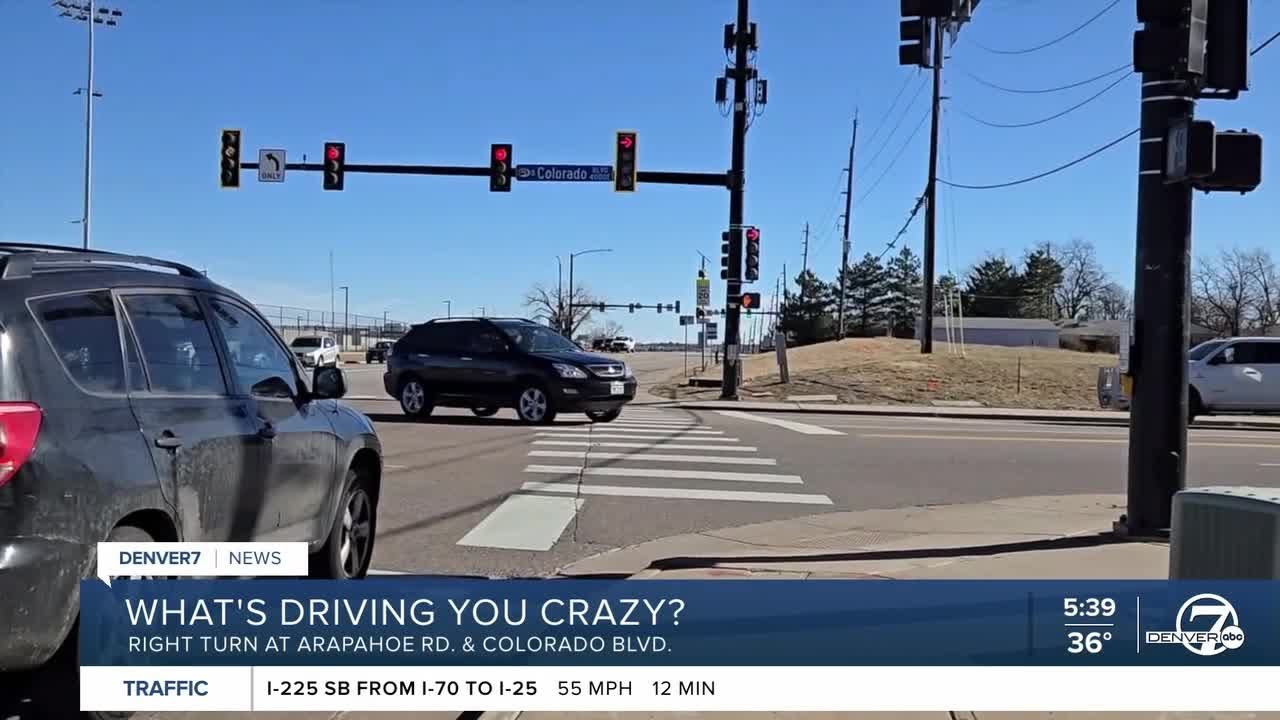 I keep seeing drivers turn on the red arrow at Arapahoe Rd. and Colorado Blvd.