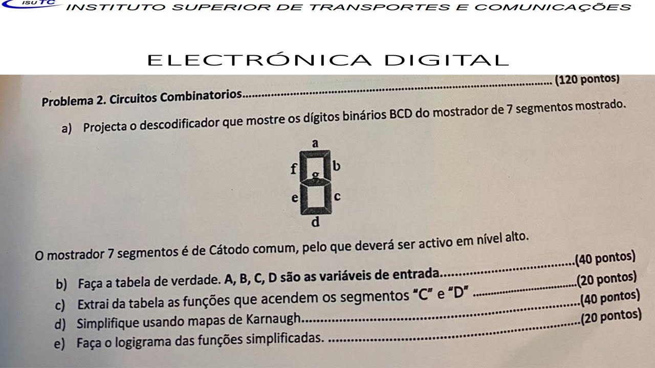 Como Projectar um descodificador 7 segmentos de Cátodo comum, e Simplificar usando mapa de Karnaugh