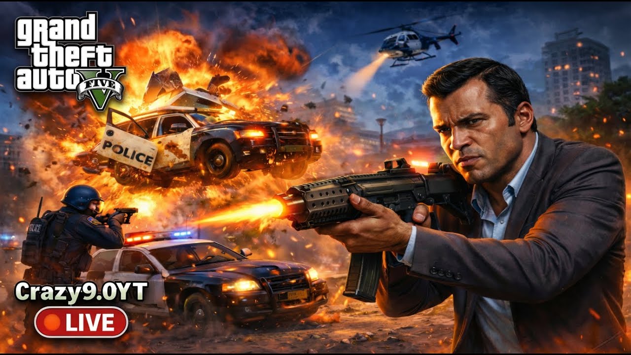 “Franklin vs the Entire City! 🔫💥 Police Cars Flying in the Air | GTA V LIVE”