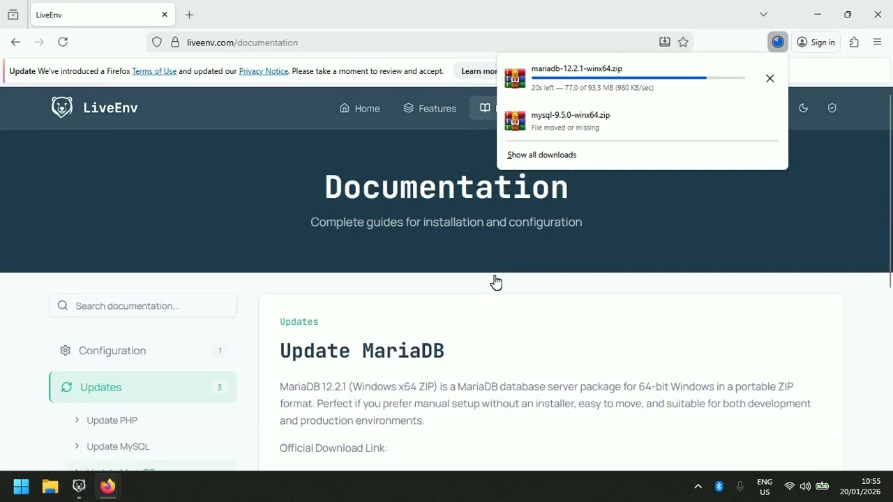 Update MariaDB 12.2.1 is a MariaDB database server package for 64-bit Windows - LiveEnv