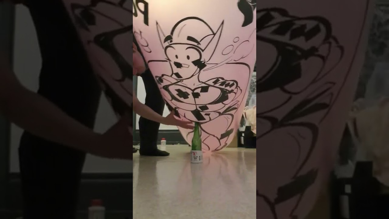 POP my shosu inflatable Ride Roll  ( pink holly  ) with bottle