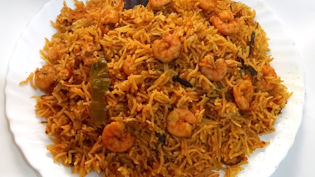 Prawn biryani recipe in Tamil/Eral biryani recipe/Pressure cooker prawn biryani recipe
