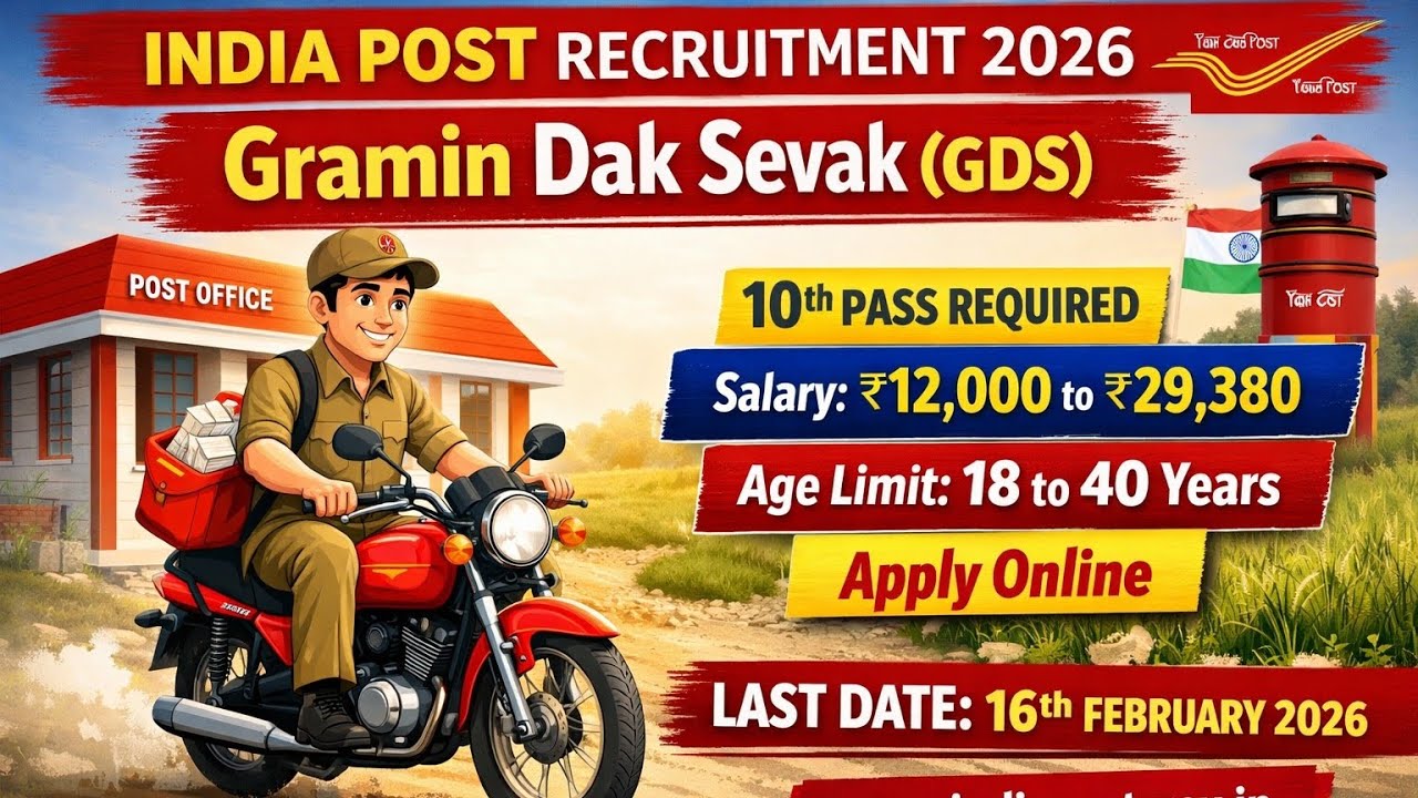  Ministry of Communication, Government of India Gramin Dak Sevak (GDS) 10th std 2026 