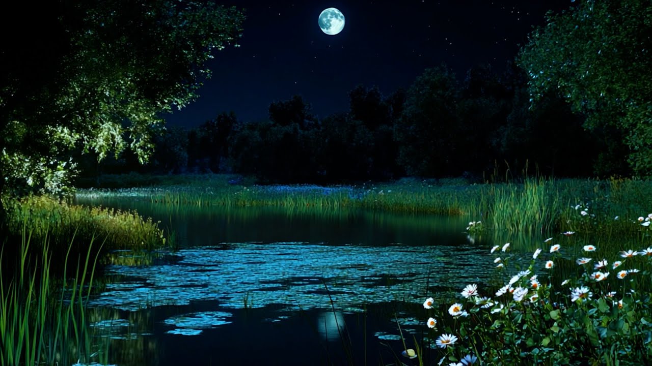 Night Time Summer Nature Sounds - Fireflies & Crickets, Calming Nature Night Sights for Sleep