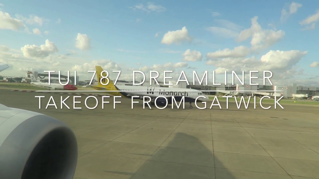 TUI 787 Powerful Takeoff from London Gatwick 2018 - Wing View