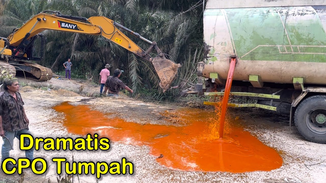 Evakuasi Truk Dramatis Tangki Bolong Minyak Tumpah